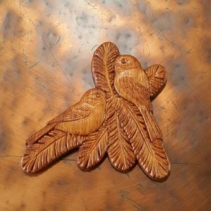 #65 Love Birds Fridge Magnet Dove Sparrow Bird Wooden